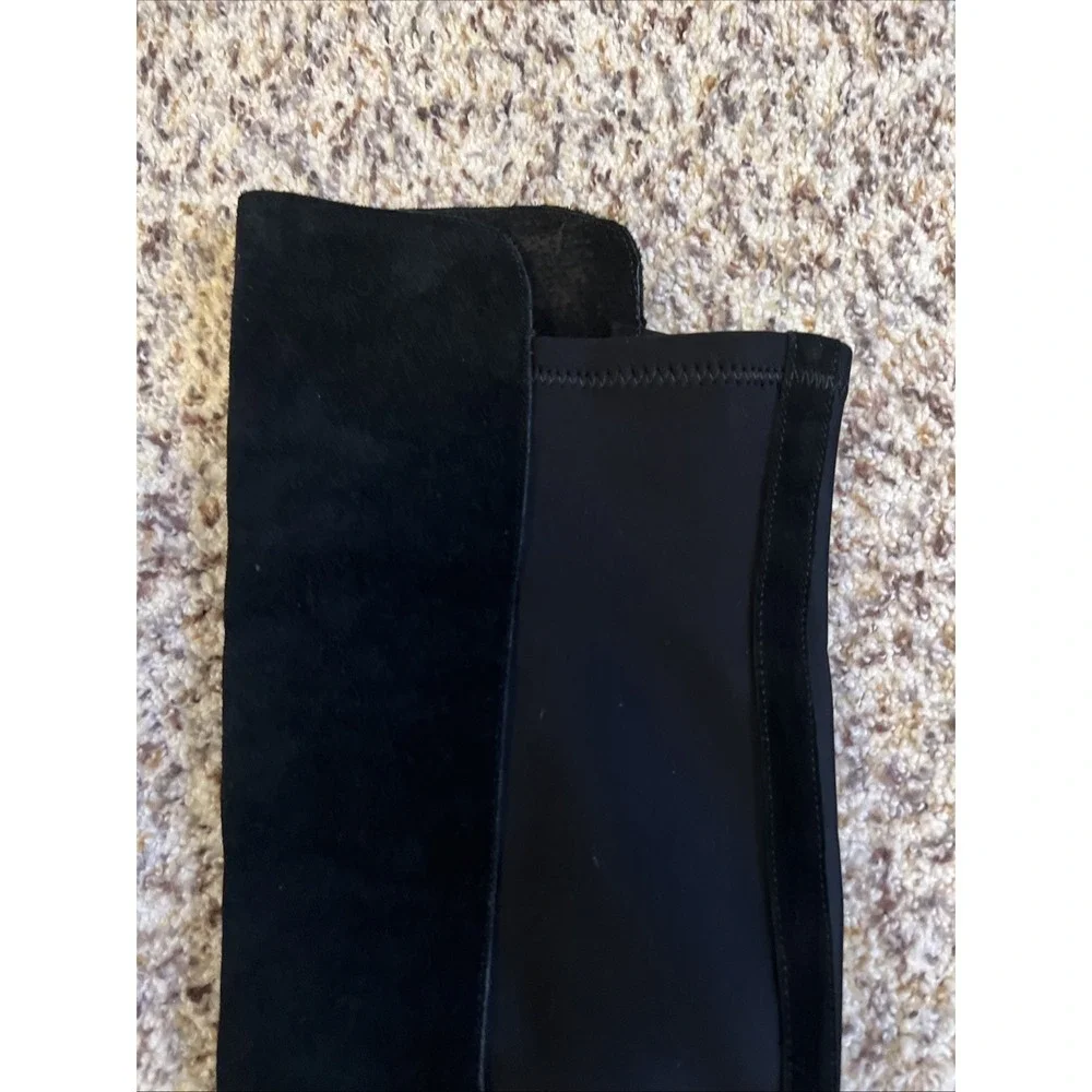 CATHERINE MALANDRINO Black Suede  Pearl Heel Over Knee Boots Sz9 Great Condition